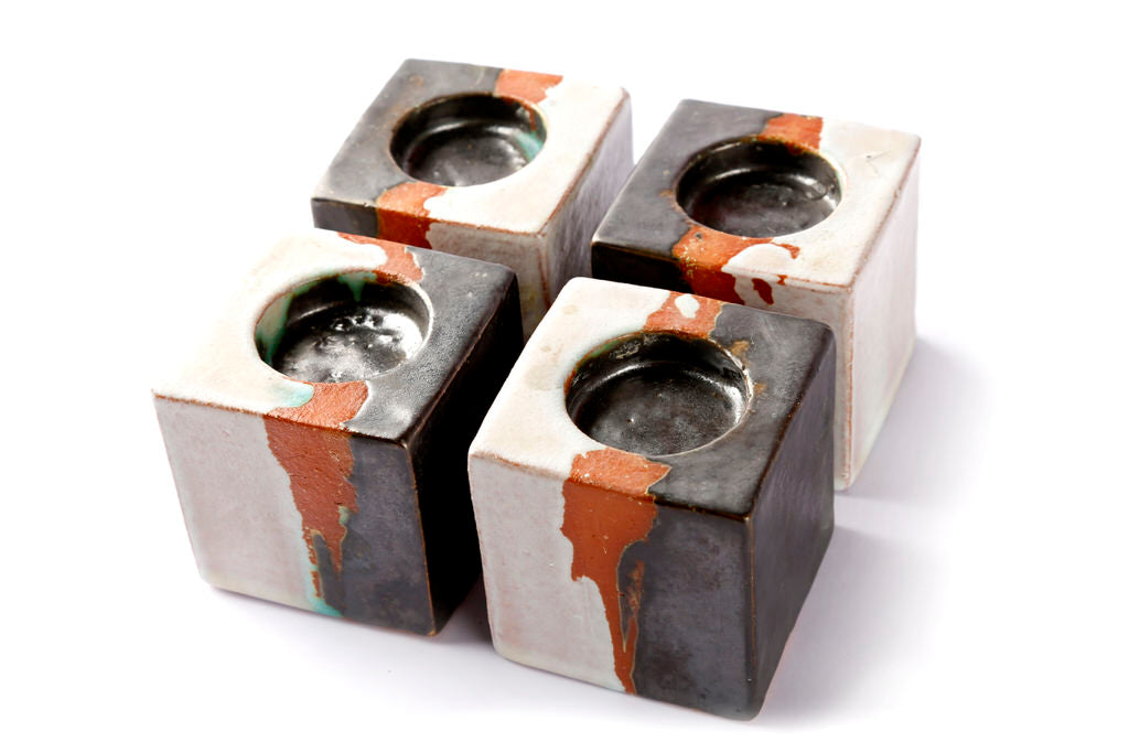 4-Piece Tealight Holder Set from Stoneware