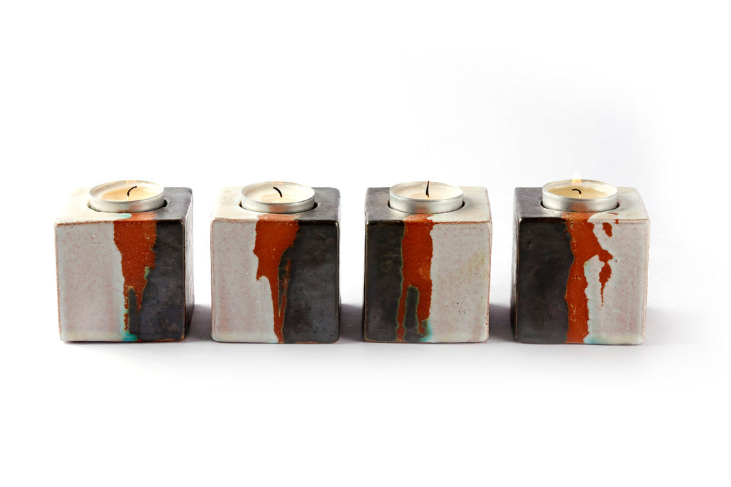 4-Piece Tealight Holder Set from Stoneware